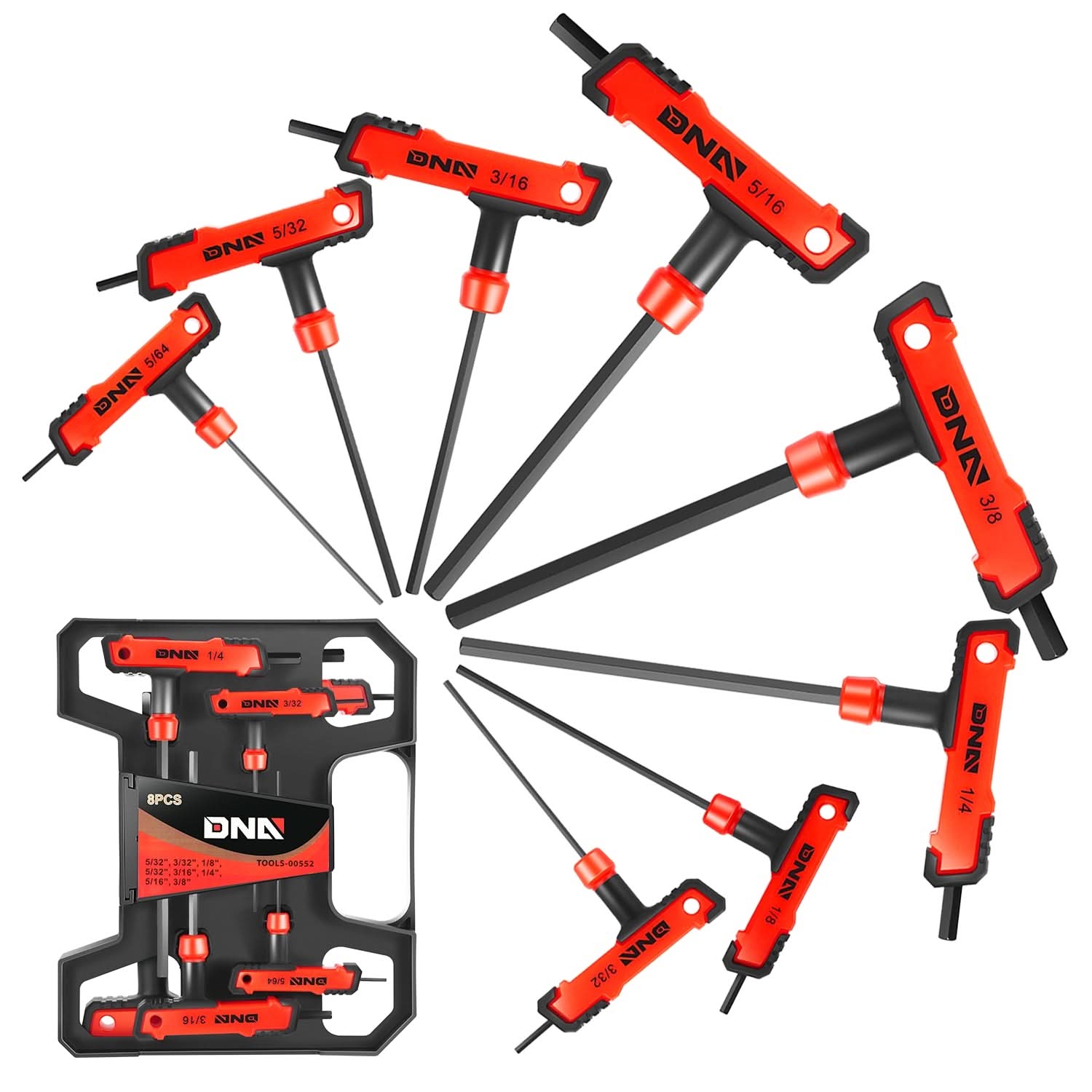 Two-Color T-Type Hex Key Set with Flat Head 5/32