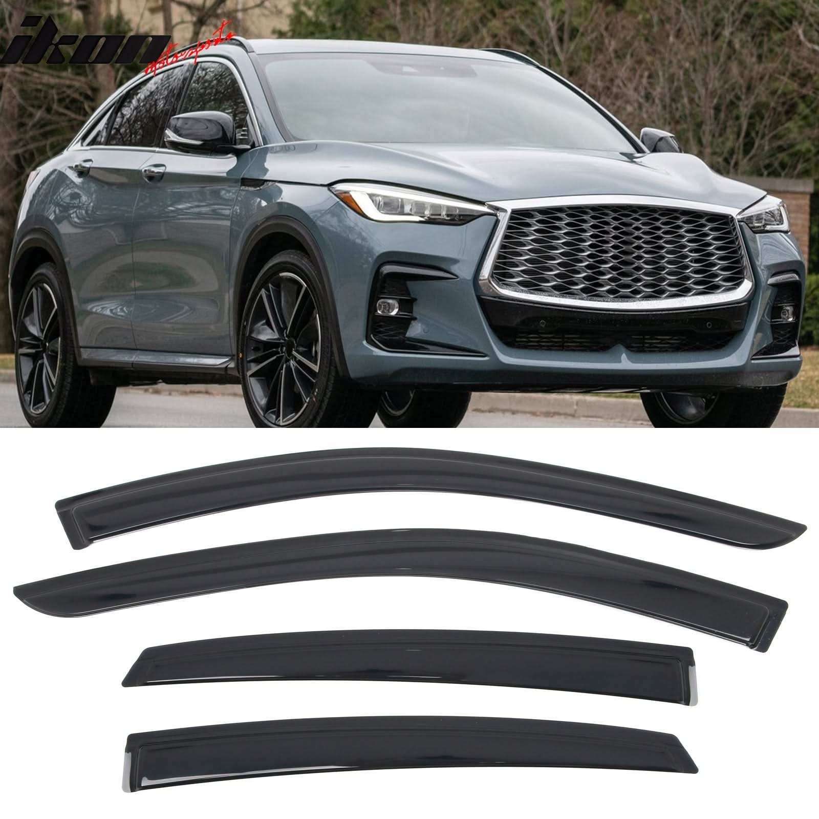 ザンビア産 サクリファイス クリスタルポイント 2022-2025 Infiniti QX55 4PC Tape on Window Visors Vent Rain Sun
