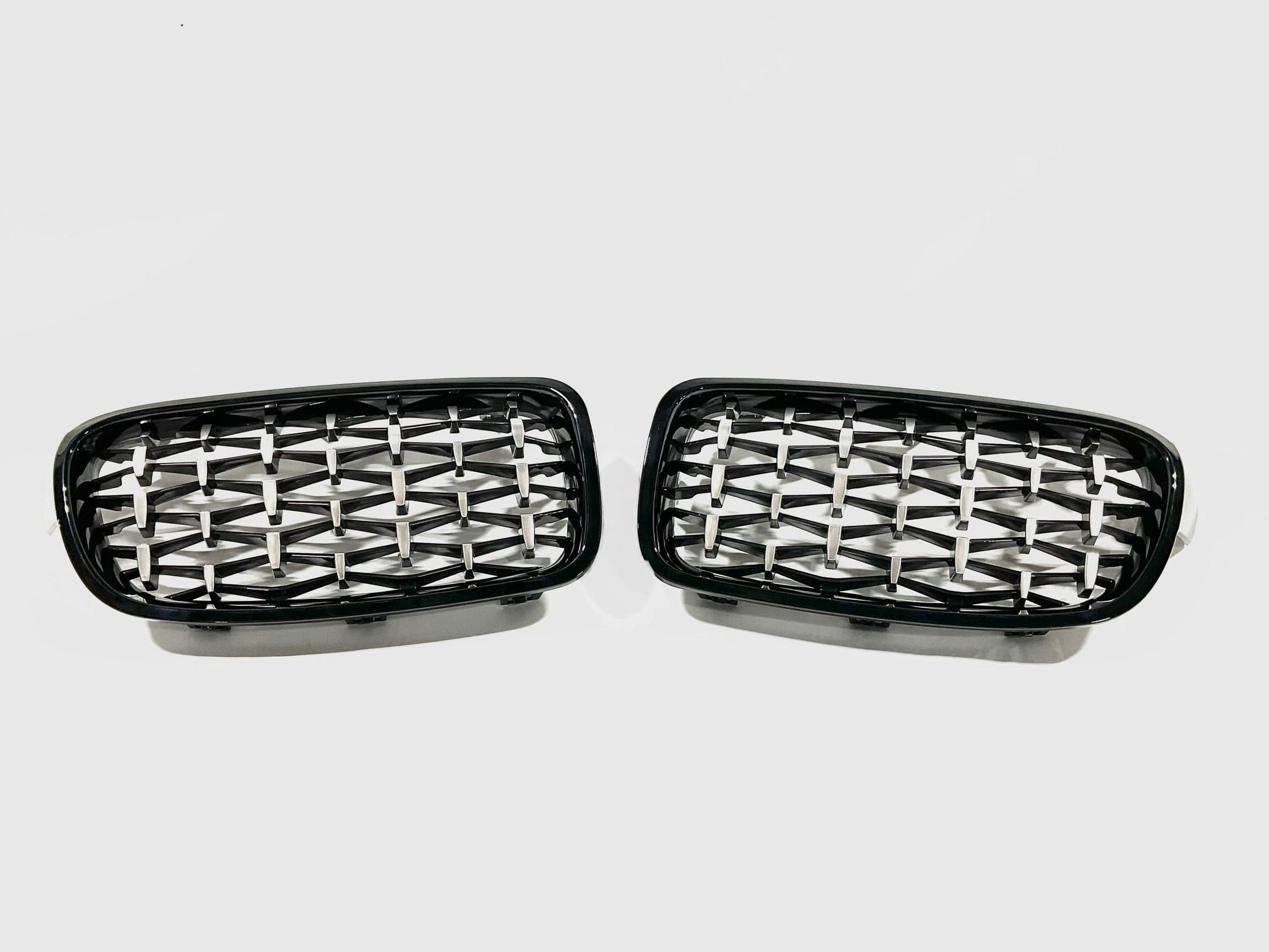 Gloss Black Kidney Grille For BMW F30 3 Series 2012-2018 – Front Bumper Grille Set (Left & Right), Direct Replacement