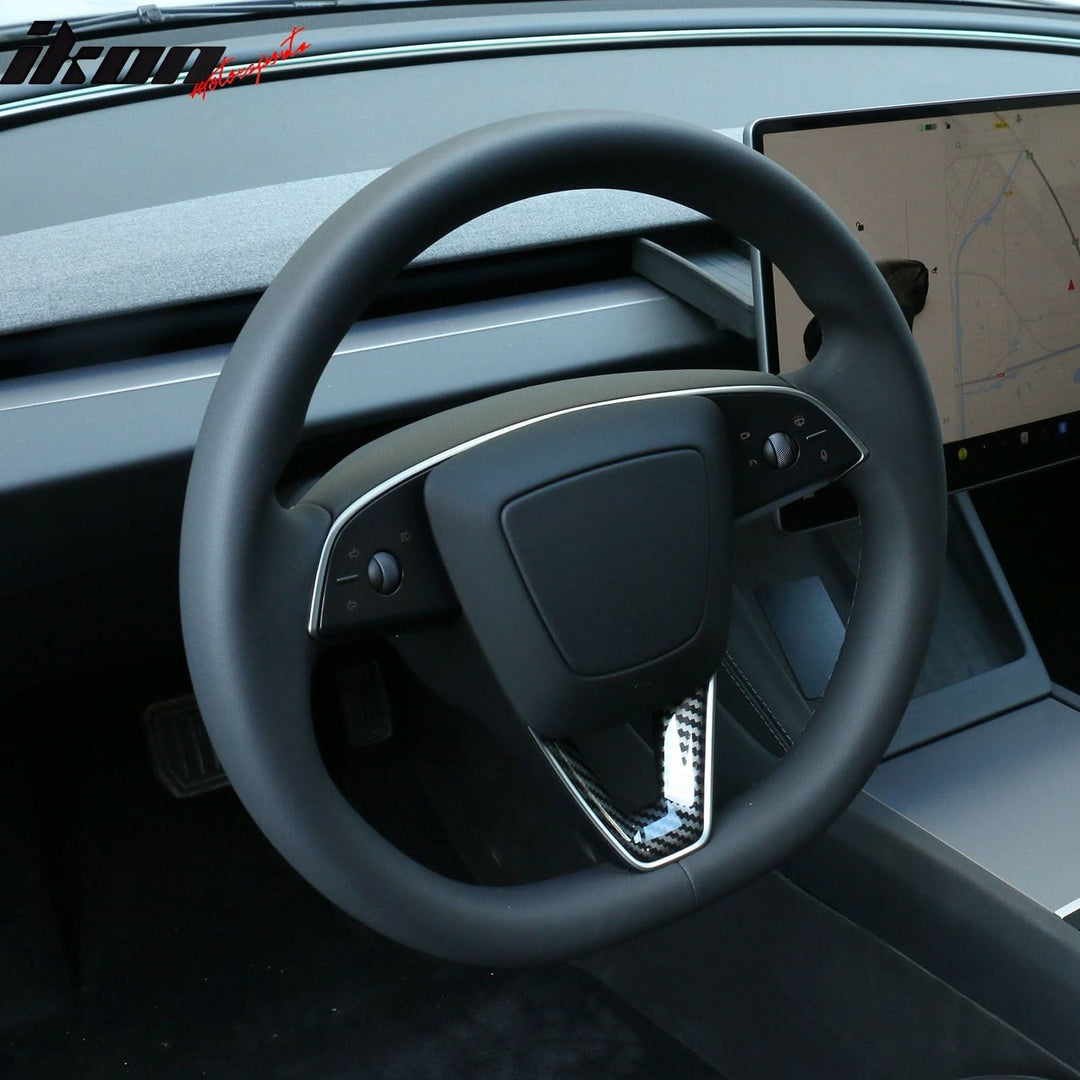 2024-2025 Tesla Model 3 Carbon Fiber Print Steering Wheel Panel Trim