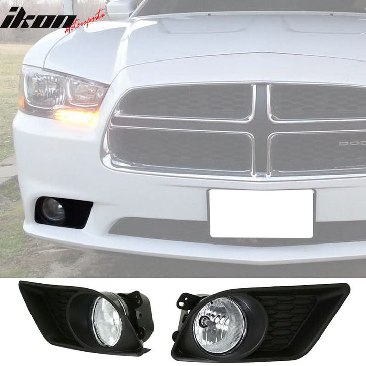 Fits 11-14 Dodge Charger Bumper Assembly Fog Light w/ Bulbs Clear Lens