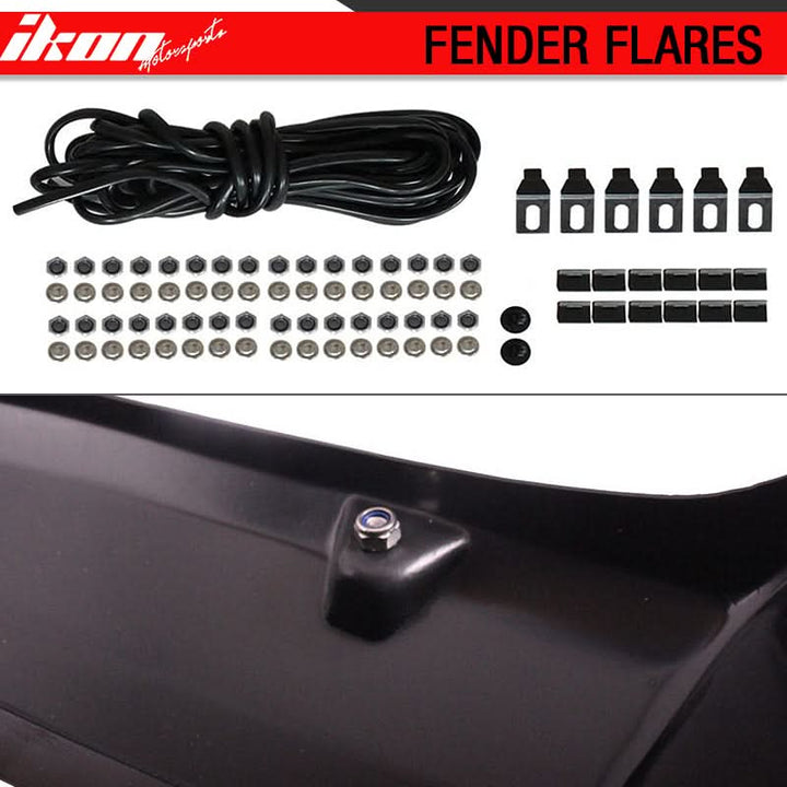 Fit 99-07 F250 F350 Super Duty Pocket Smooth Black ABS Fender Flares