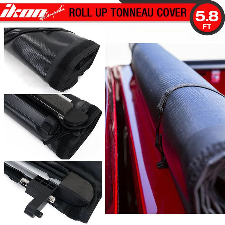 2014-2017 Chevy Silverdo Roll Lock Soft Tonneau Cover Black 5.8ft Bed