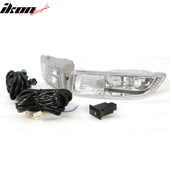 2003-2004 Toyota Corolla Clear Bumper ABS Housing Fog Lights w/ Switch