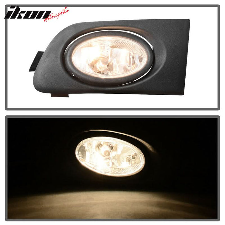 2001-2003 Honda Civic Black Housing Clear Lens Fog Lights Lamp Pair
