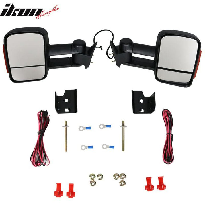 1988-1998 Chevy C/K C10 Manual Towing Side Mirrors & LED Signal ABS