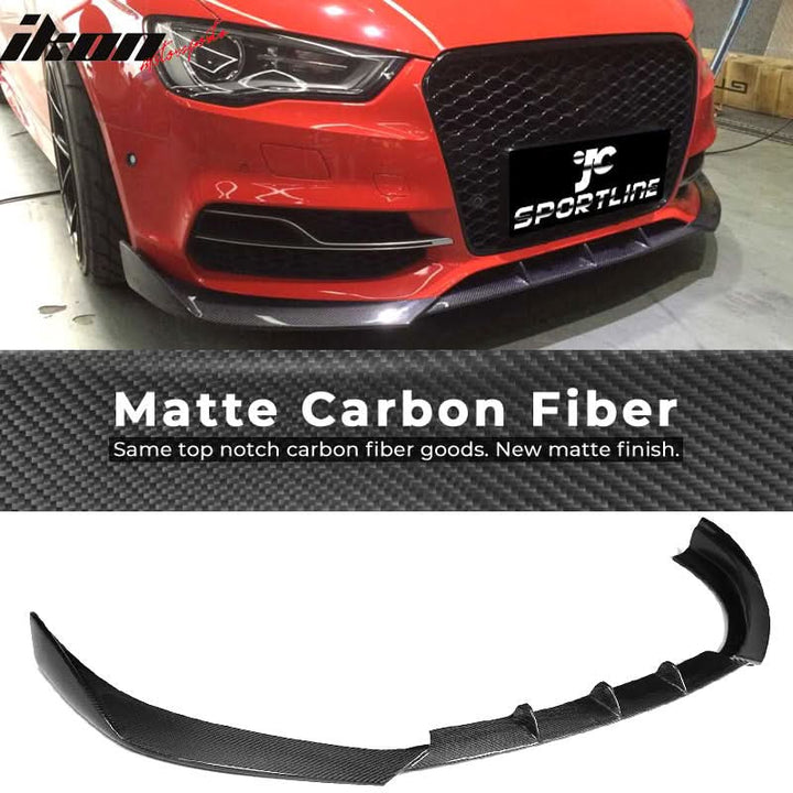 2015-2017 Audi S3 8V JC Style Front Bumper Lip Spoiler Carbon Fiber