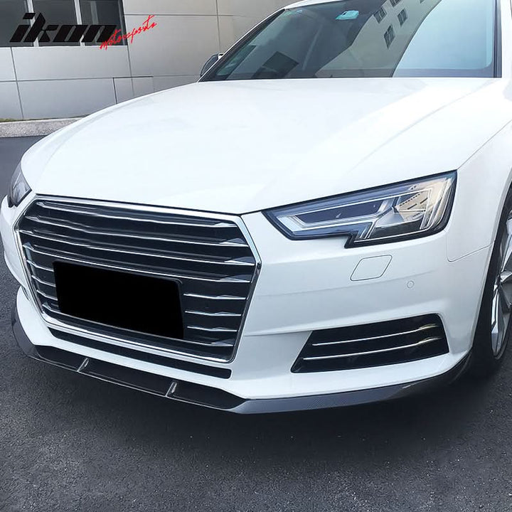 2017-2019 Audi A4 B9 JC Style Front Bumper Lip Spoiler Carbon Fiber