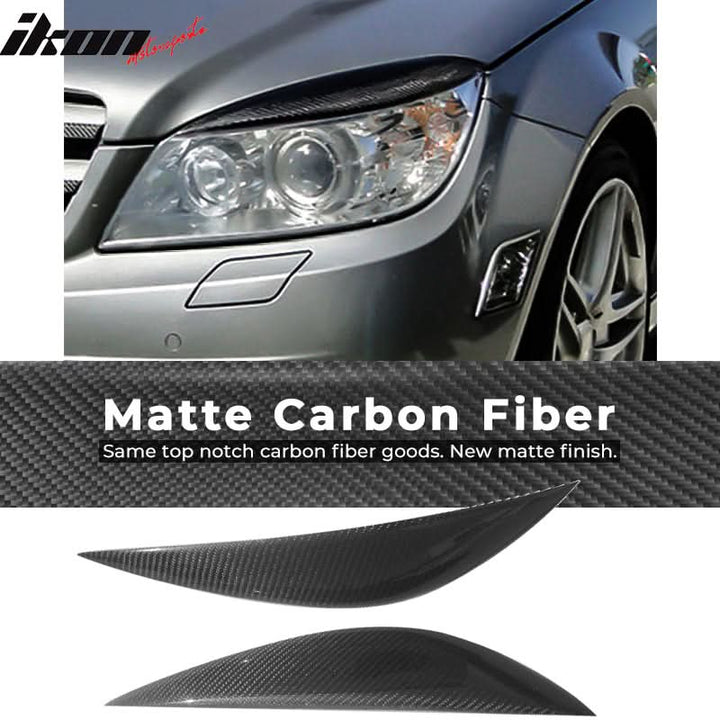2007-2010 Mercedes Benz C Class W204 Headlight Eyelid Eyebrow Carbon F