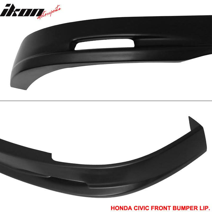 2001-2003 Honda Civic Mugen Style Unpainted Black Front Bumper Lip PP