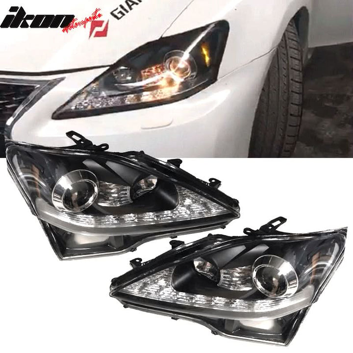 2006-2014 Lexus IS250 IS350 IS-F Facelift Style Headlights - Black