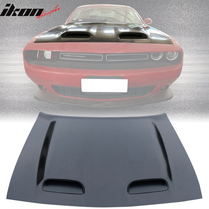 2008-2023 Dodge Challenger Hood Hellcat Style Aluminum Black Car Hood