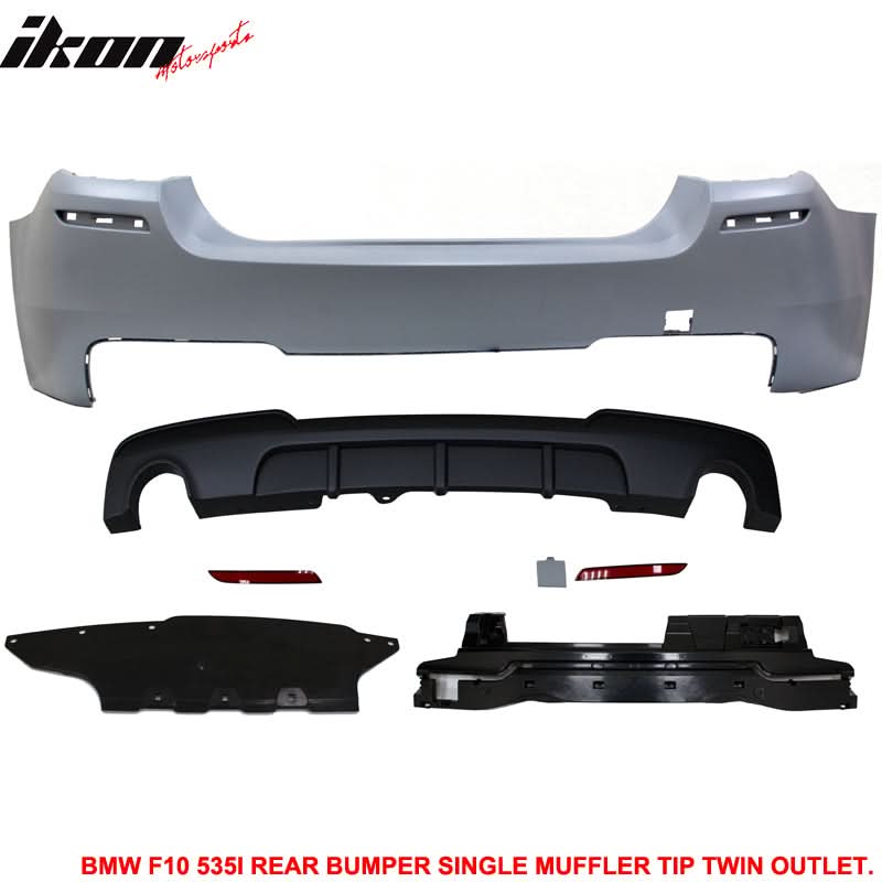 2011-2016 F10 535i MP Style Single Muffler Twin Outlet Rear Bumper