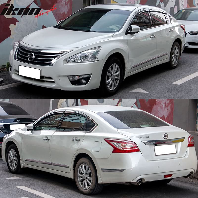 2013-2018 Nissan Altima Polycarbonate Window Visors W/ Chrome Trim 4PC