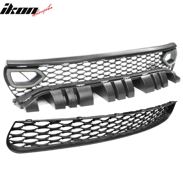 2015-2023 Dodge Charger SRT Style Black Upper Lower Grille LED Lights
