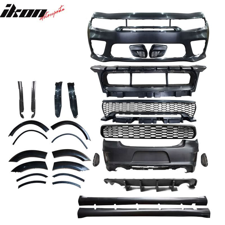 2015-2023 Dodge Charger IKON Matte Black Rear Bumper Cover Diffuer PP