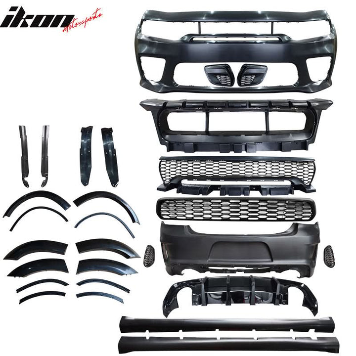 2015-2023 Dodge Charger Widebody Gloss Whole Bumper Kits Diffuser PP