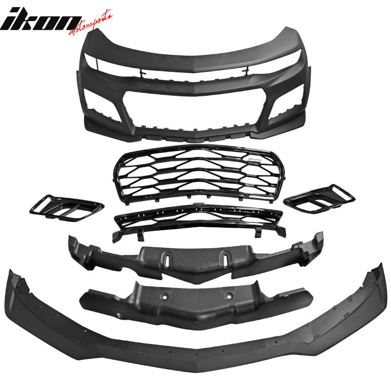 2016-2018 Chevrolet Camaro ZL1 Black Front Bumper w/ Lip & Grille PP