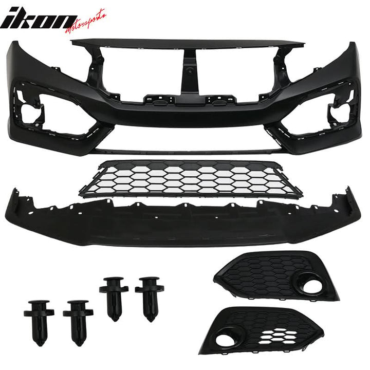 2016-2021 Honda Civic OE Style Unpainted Front Bumper Cover W/ Grille