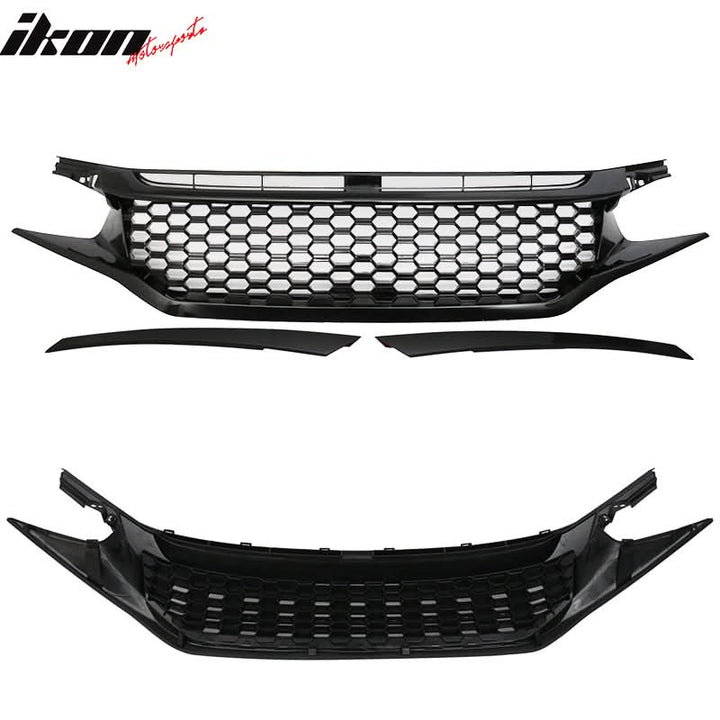2016-2021 Honda Civic OE Style Unpainted Front Bumper Cover W/ Grille