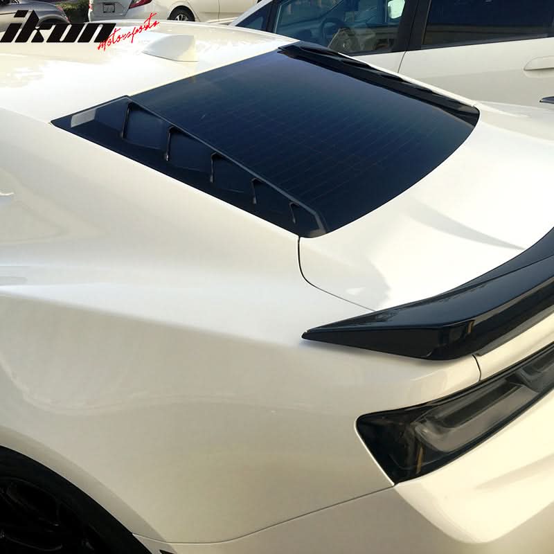 2016-2024 Chevy Camaro Black Rear Window Louvers Pair ABS