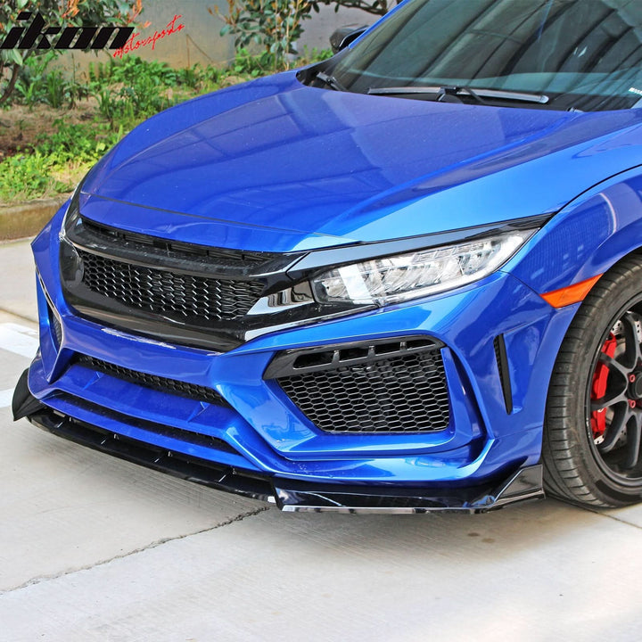 2019-2021 Honda Civic Gloss Black Honeycomb Front Upper Grille ABS
