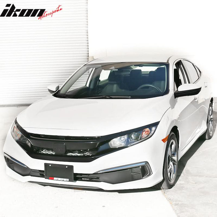 2019-2021 Honda Civic Sedan Coupe Gloss Black Front Grille Eyebrows