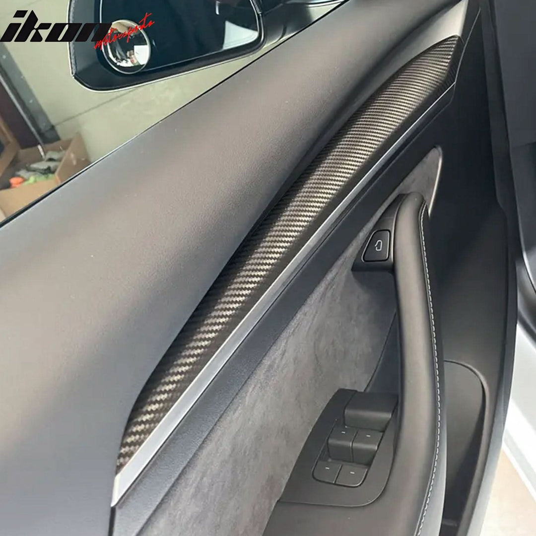 2021-2023 Tesla 3 23 Y Matte Carbon Fiber Center Front Door Panel ABS