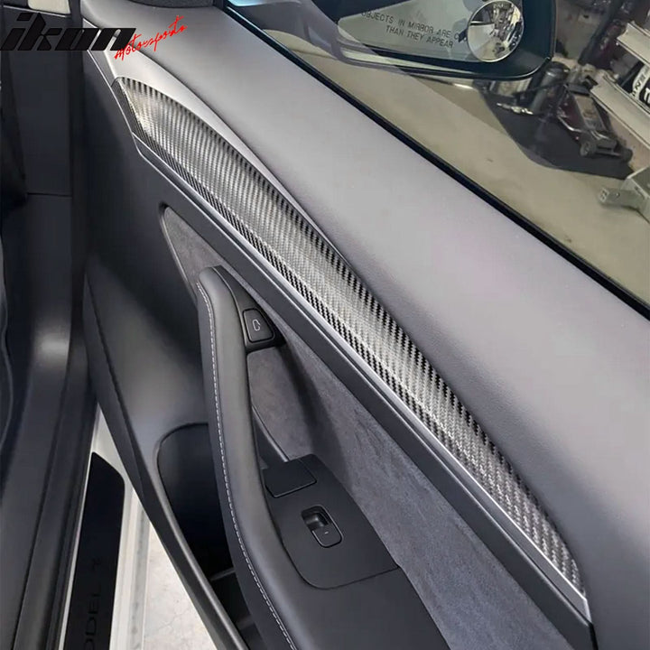 2021-2023 Tesla 3 23 Y Matte Carbon Fiber Center Front Door Panel ABS