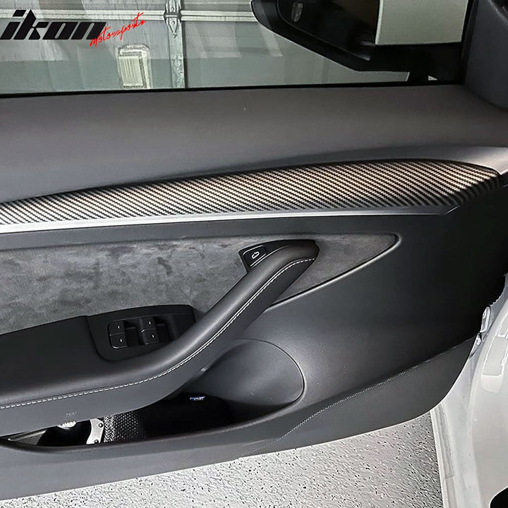 2021-2023 Tesla 3 23 Y Matte Carbon Fiber Center Front Door Panel ABS