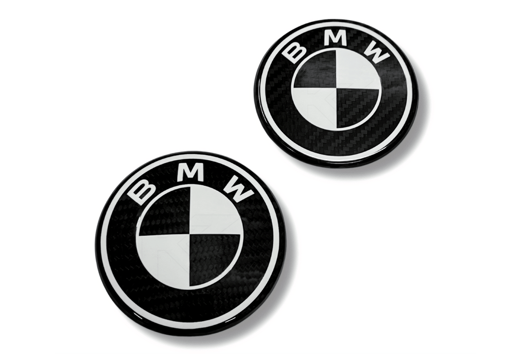 BMW Roundel Emblem Covers - Full Carbon Fiber Black and White Style