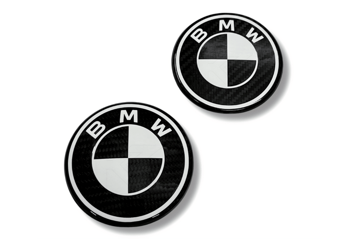 BMW Roundel Emblem Covers - Full Carbon Fiber Black and White Style