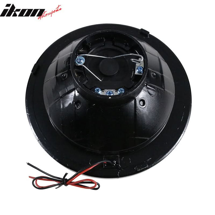 Universal 2PCS 5" Round Headlights Angel Eye Crystal Clear Red Halo