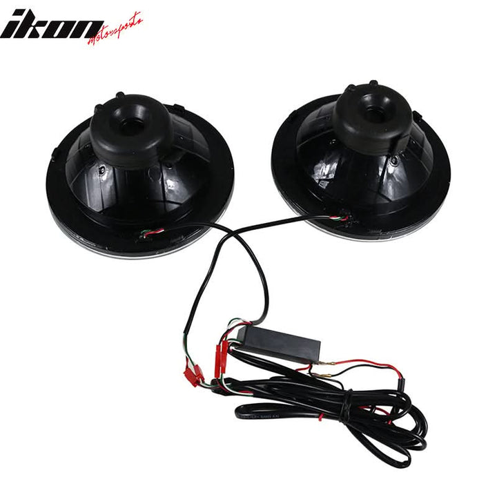 Universal 7In Round Chrome With RGB Halo Projector Headlights H4