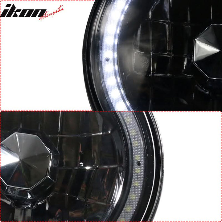 Universal 7" H6024 6014gen White Ring H4 Bulb Angel Eye Headlight