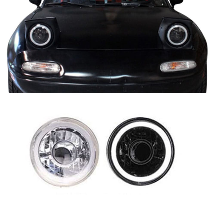 Universal 7'' Round Chrome With White CCFL Halo Headlight Conversion