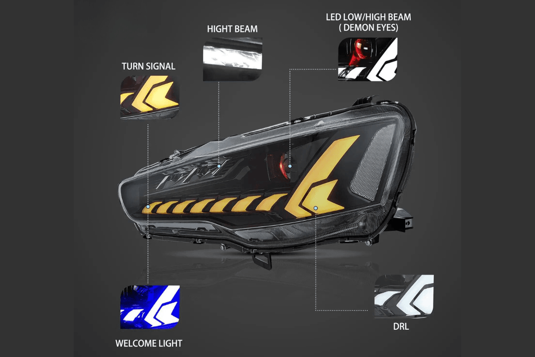 Mitsubishi Lancer Evo X Demon Eyes Dual Beam Projector Headlights (2008-2017)