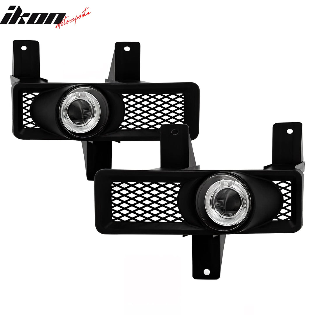 1997-1998 Ford F-150 Ring Style 2PC Projector Fog Lights Black Housing