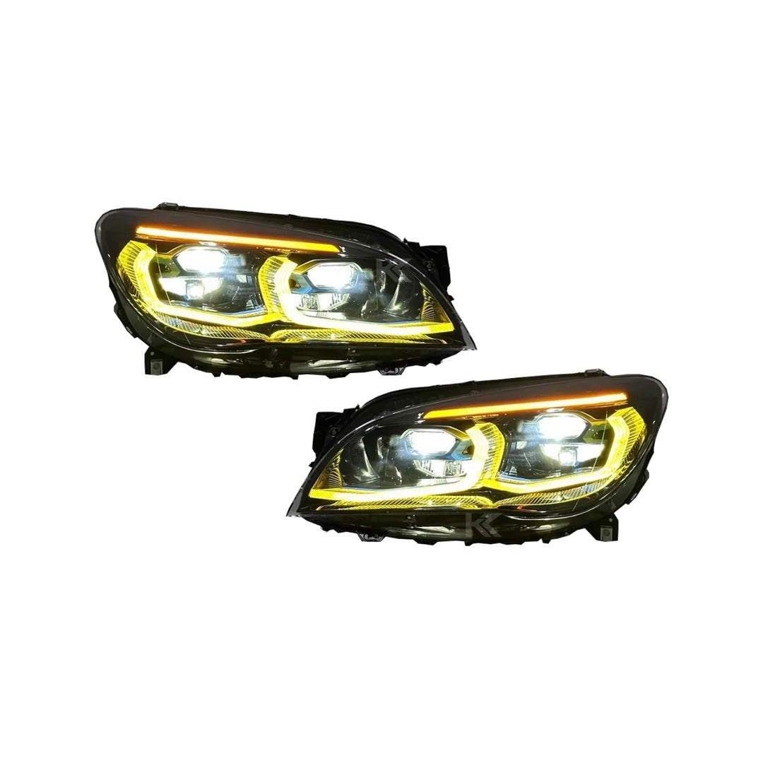 BMW 7 Series F02 G12 Style LED Headlight Assembly with Dual-Color DRL (Yellow / White) 2013 - 2015 (Replaces 63117228423)