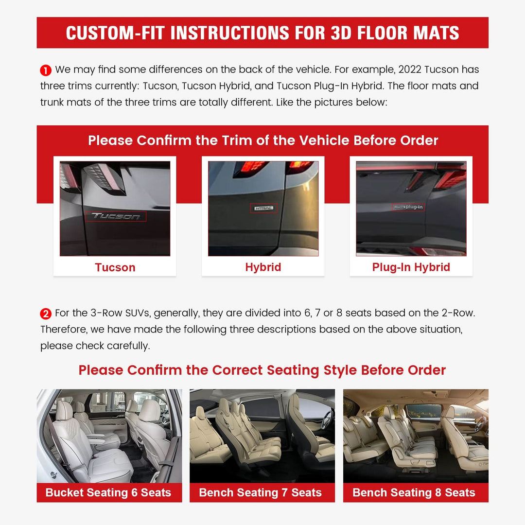 2022-2025 Subaru WRX All Weather 3D Floor Mats Carpets+ Trunk Mat TPE