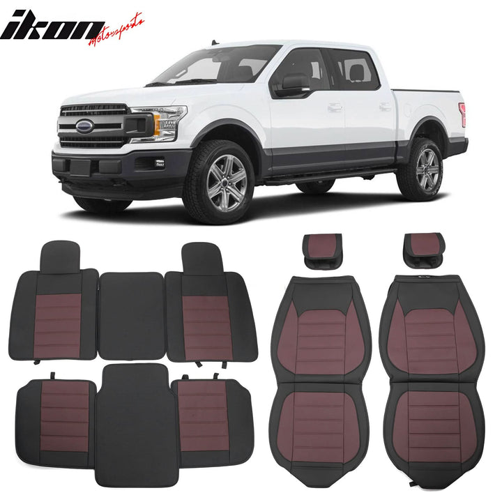 2009-2025 Ford F150 Crew Cab PU Leather Car Seat Cover w/ Pocket