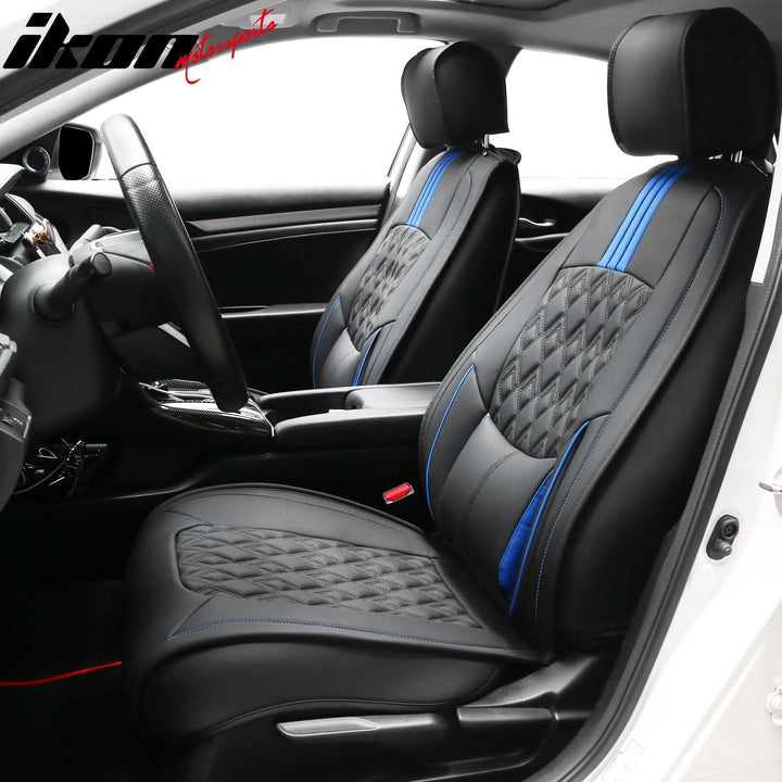 2016-2021 Honda Civic Seat Covers PU Leather Car Cushion w/ Lumbar