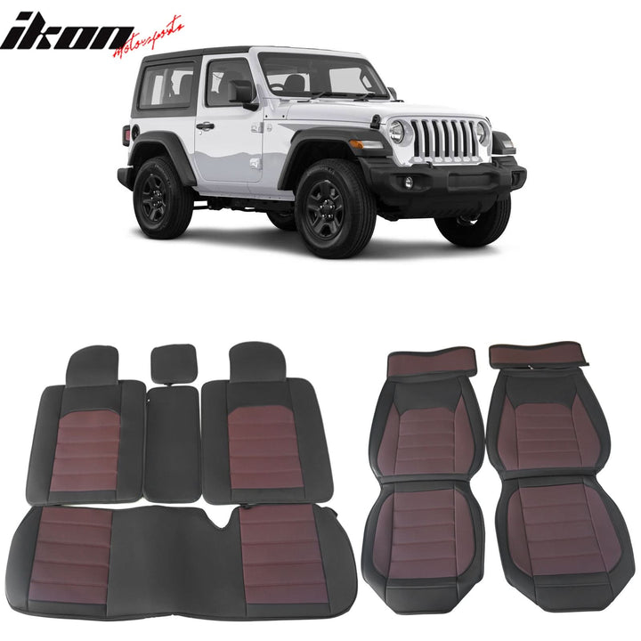 2007-2025 Jeep Wrangler JK JL Leather Car Seat Cover w/ Pocket