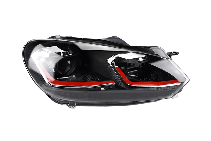 Volkswagen Golf MK6 Red, Silver, and Black Projector with Dynamic Signal LED Headlights (2009 - 2013)