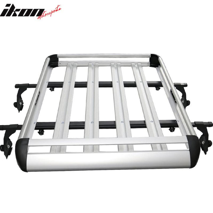 Universal Silver Roof Rack Luggage Carrier W/ Cross Bar Aluminum
