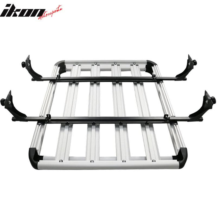Universal Silver Roof Rack Luggage Carrier W/ Cross Bar Aluminum