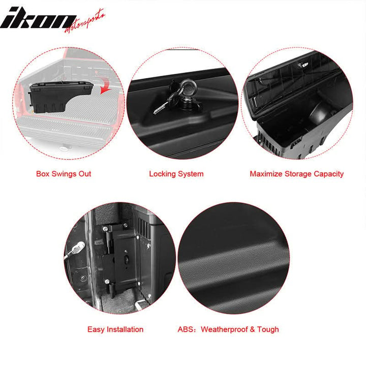 2007-2018 Chevy Silverado Black Truck Bed Storage Box Driver Side ABS