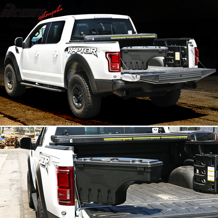 2015-2023 Ford F-150 Black Truck Bed Storage Box Driver Side ABS