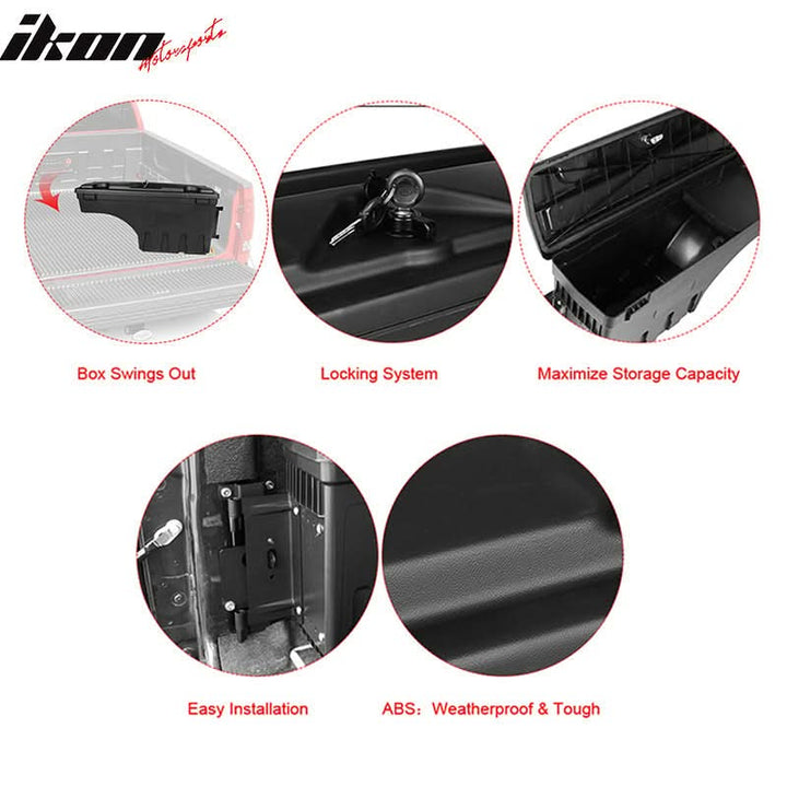 2015-2023 Ford F-150 Black Truck Bed Storage Box Passenger Side ABS