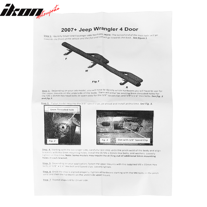2007-2018 Jeep Wrangler BCK Style 2PCS Running Boards Side Step Bars